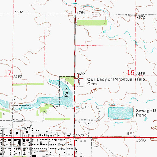 Topographic Map of Our Lady of Perpetual Help Cemetery, SD