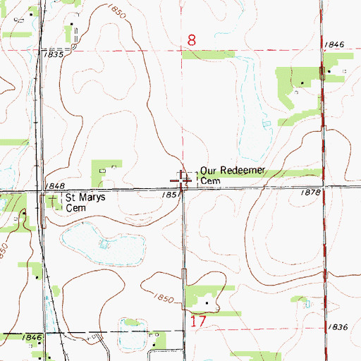 Topographic Map of Our Redeemer Cemetery, SD