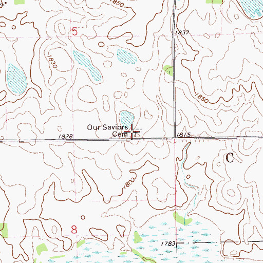 Topographic Map of Our Saviors Lutheran East Cemetery, SD