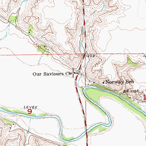 Topographic Map of Our Saviours Church, SD
