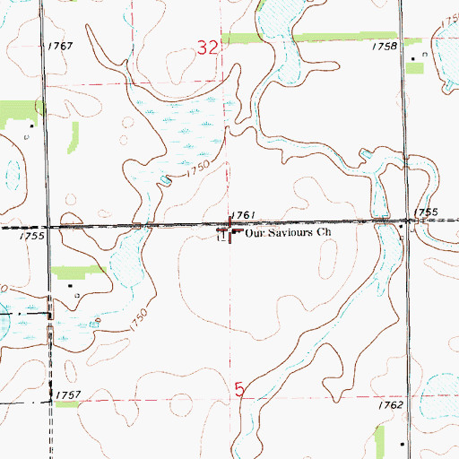 Topographic Map of Our Saviours Church, SD