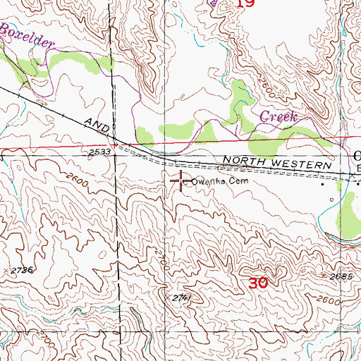 Topographic Map of Owanka Cemetery, SD