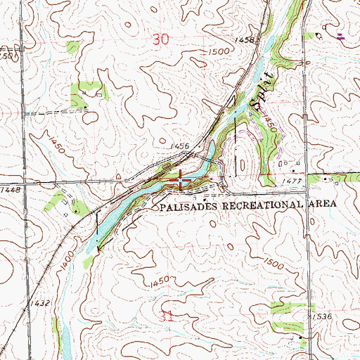 Topographic Map of Palisades Recreational Area, SD