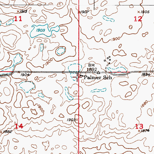 Topographic Map of Palmer School, SD