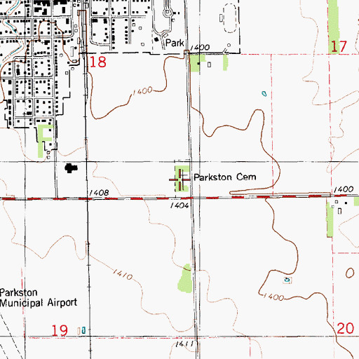 Topographic Map of Parkston Cemetery, SD