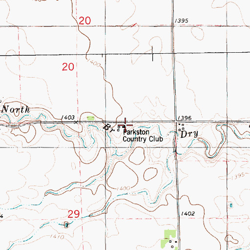 Topographic Map of Parkston Country Club, SD