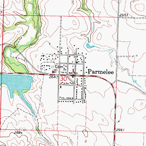 Topographic Map of Parmelee, SD