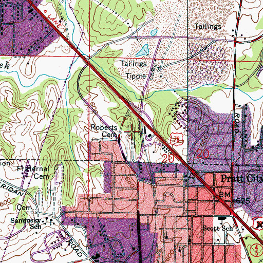 Topographic Map of Roberts Cemetery, AL
