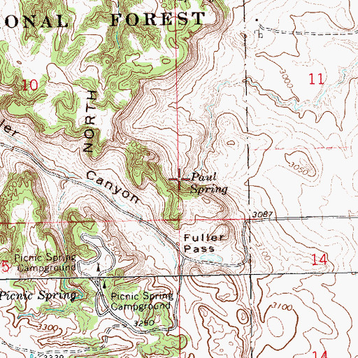 Topographic Map of Paul Spring, SD