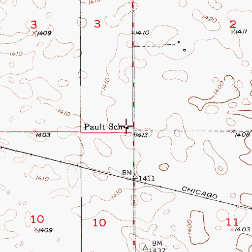 Topographic Map of Pault School, SD