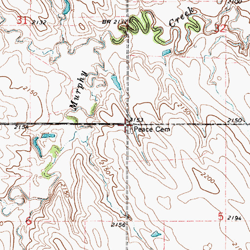 Topographic Map of Peace Cemetery, SD