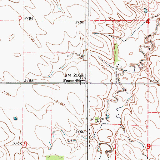 Topographic Map of Peace Church, SD
