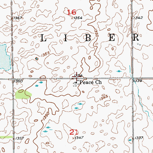 Topographic Map of Peace Church, SD