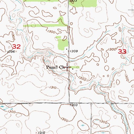 Topographic Map of Pearl Church, SD