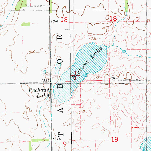 Topographic Map of Pechous Lake, SD