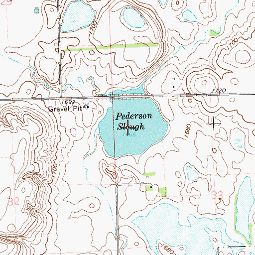 Topographic Map of Pederson Slough, SD