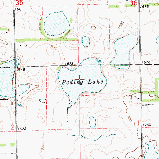 Topographic Map of Pedley Lake, SD