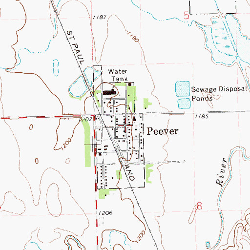 Topographic Map of Peever, SD