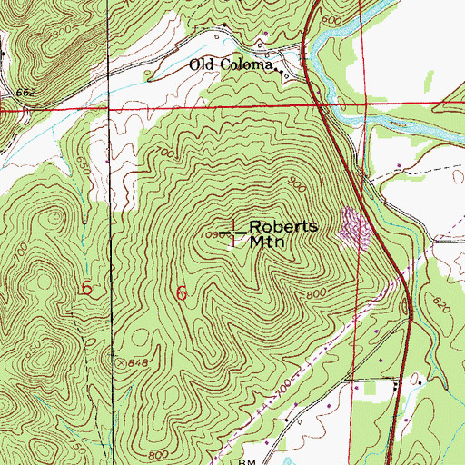 Topographic Map of Roberts Mountain, AL