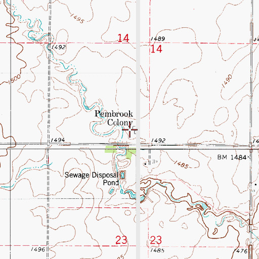 Topographic Map of Pembrook Colony, SD