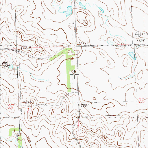 Topographic Map of Penfield School, SD