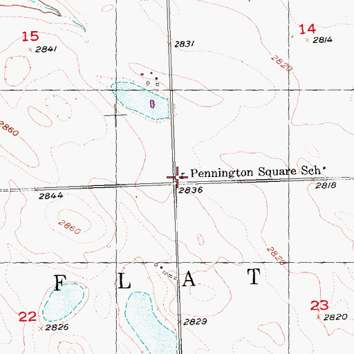 Topographic Map of Pennington Square School, SD