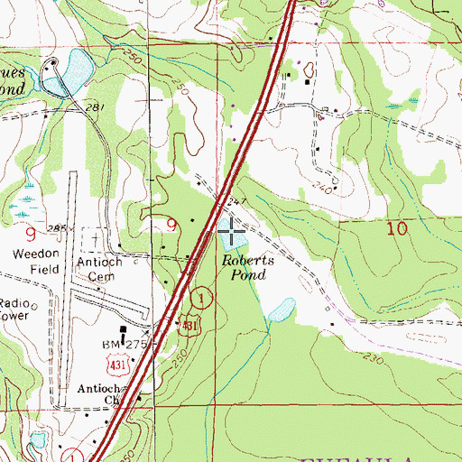 Topographic Map of Roberts Pond, AL