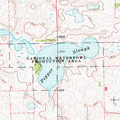 Topographic Map of Pepper Slough, SD