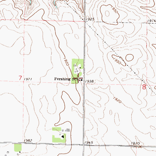 Topographic Map of Pershing School, SD