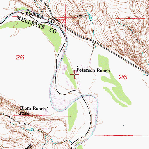 Topographic Map of Peterson Ranch, SD