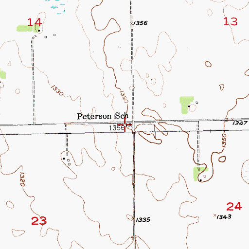Topographic Map of Peterson School, SD
