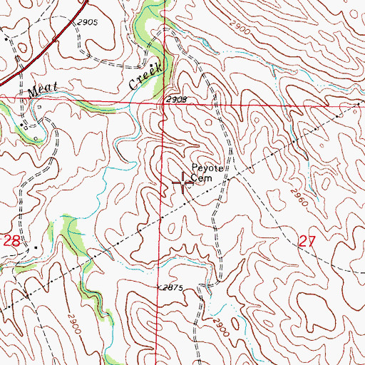 Topographic Map of Peyote Cemetery, SD