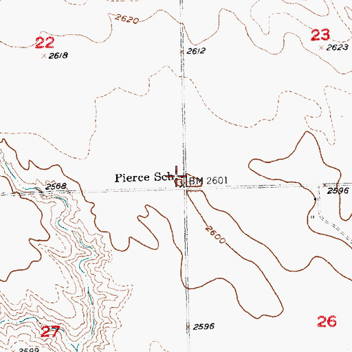 Topographic Map of Pierce School, SD