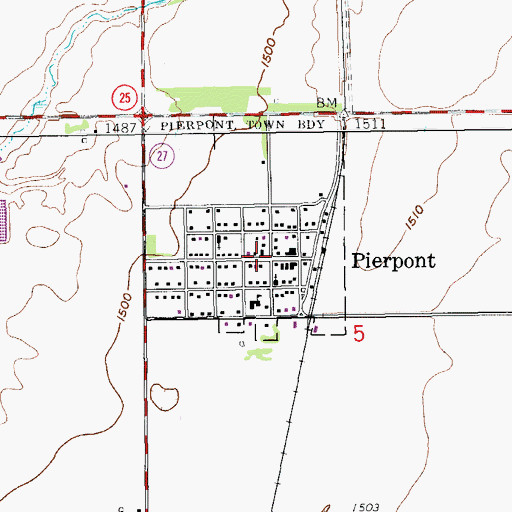 Topographic Map of Pierpont, SD