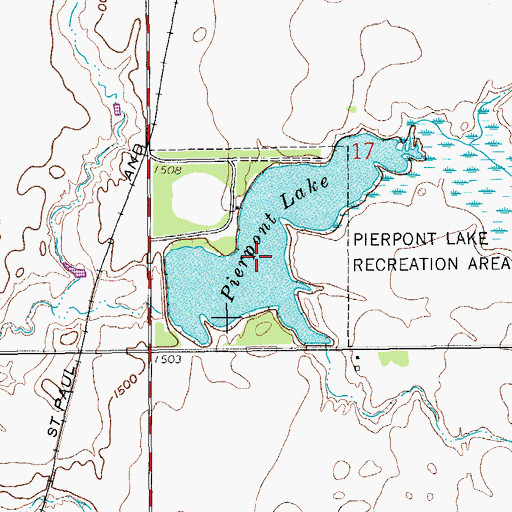 Topographic Map of Pierpont Lake Recreation Area, SD