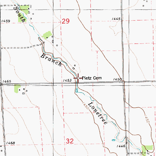 Topographic Map of Pietz Cemetery, SD