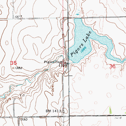 Topographic Map of Pigors Dam, SD