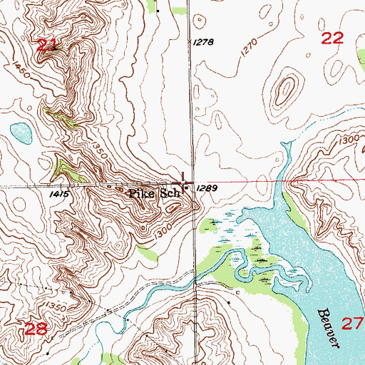 Topographic Map of Pike School, SD