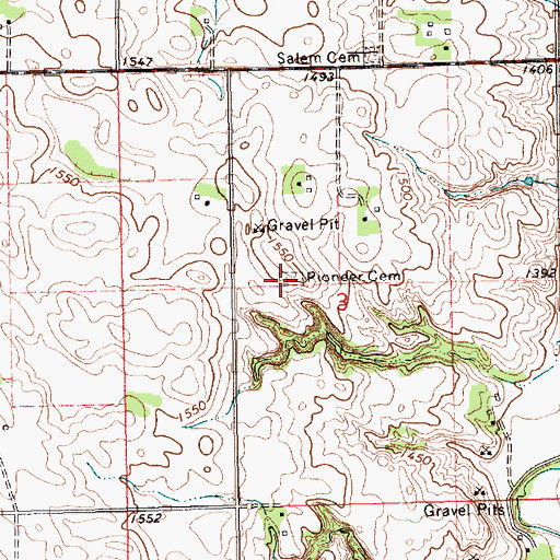 Topographic Map of Pioneer Cemetery, SD