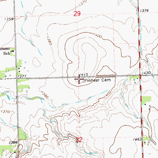 Topographic Map of Pioneer Cemetery, SD