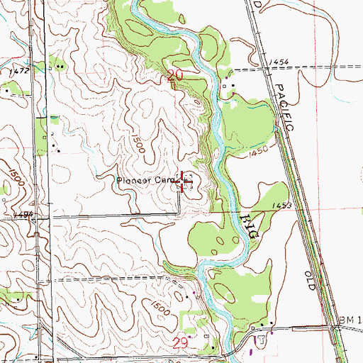 Topographic Map of Pioneer Cemetery, SD