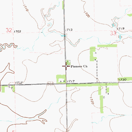 Topographic Map of Pioneer Church, SD