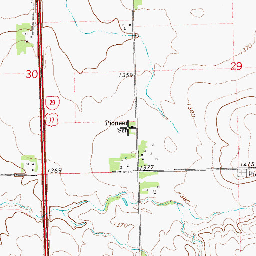 Topographic Map of Pioneer School, SD