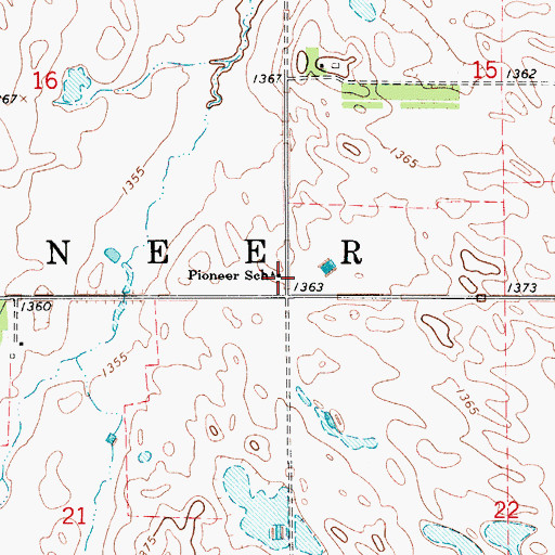 Topographic Map of Pioneer School, SD