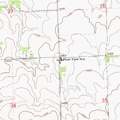 Topographic Map of Plain View School, SD