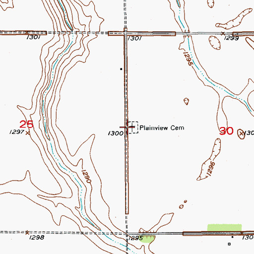 Topographic Map of Plainview Cemetery, SD
