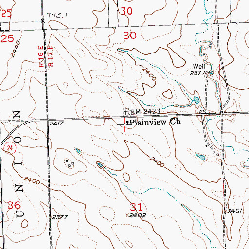 Topographic Map of Plainview Church, SD