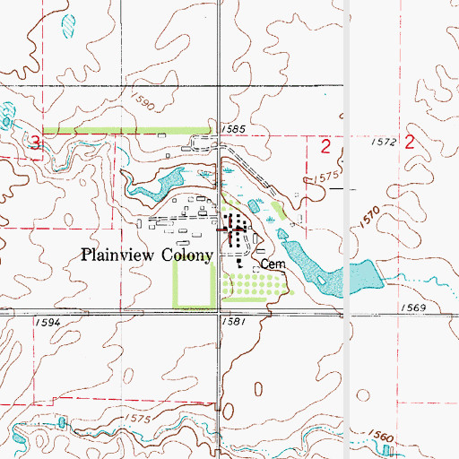 Topographic Map of Plainview Colony, SD