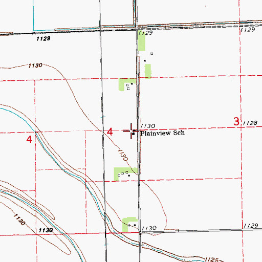 Topographic Map of Plainview School, SD