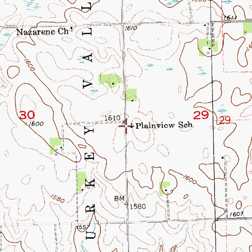 Topographic Map of Plainview School, SD